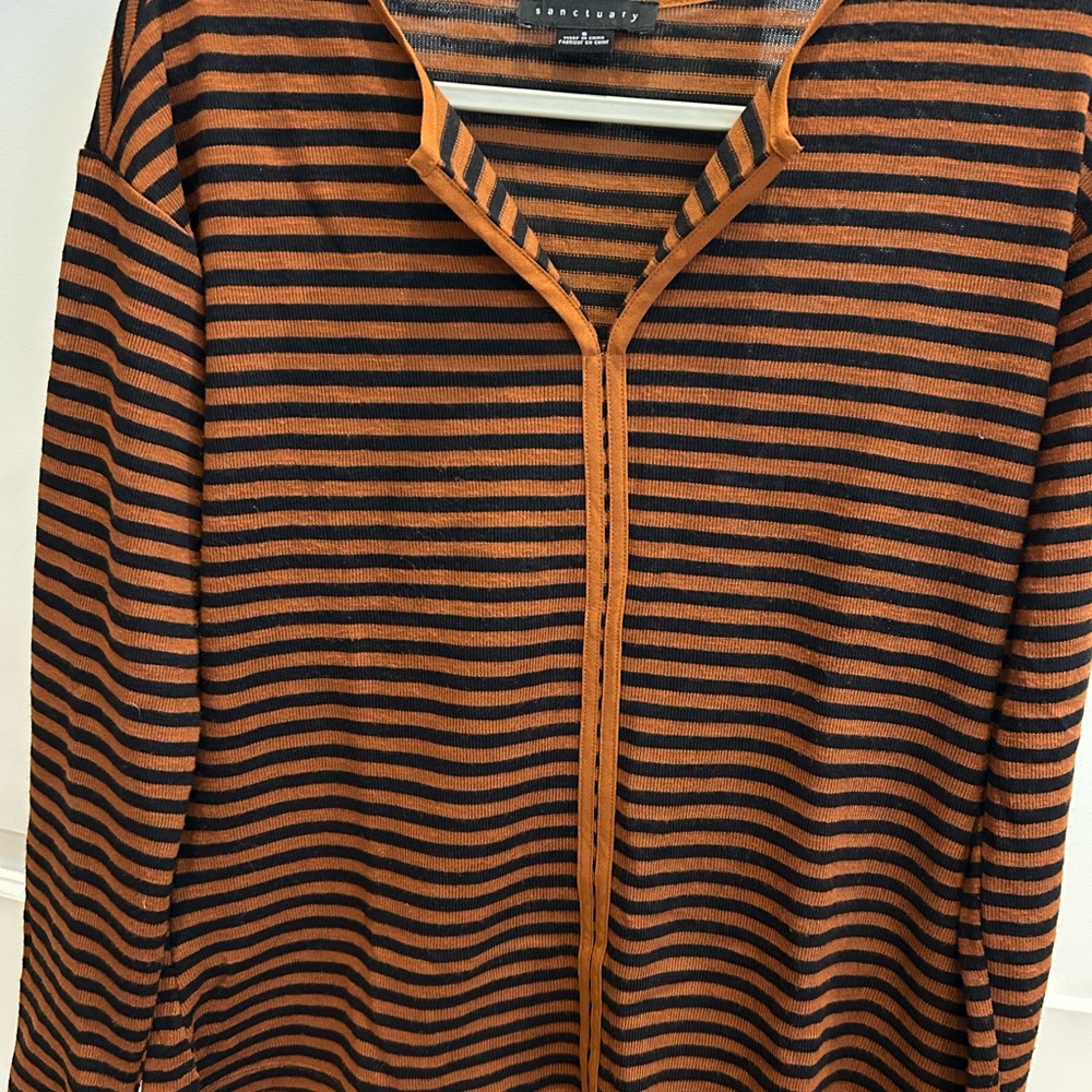 Sanctuary Black and Brown Striped knit sweater pullover size S